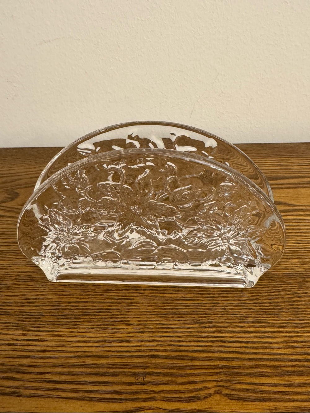 Vintage Princess House Fantasia Crystal Poinsettia Napkin Holder EUC